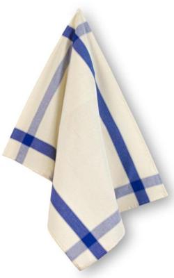 Torchon coton Grand-Mère - Ecru/Bleu