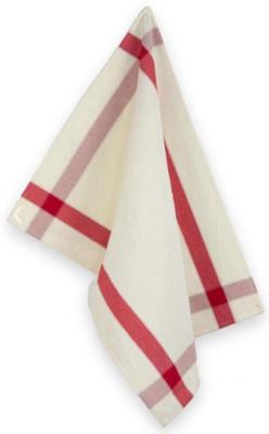 Torchon coton Grand-Mère - Ecru/Rouge