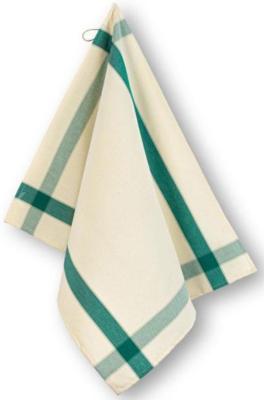 Torchon coton Grand-Mère - Ecru/Vert sapin